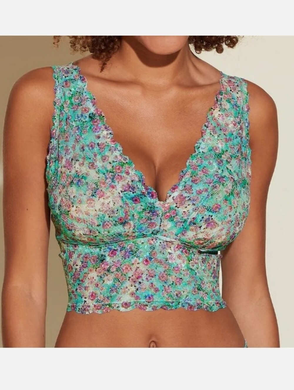 Cosabella NEW Printed CURVY Plungie Longline Bralette Posie Small Floral Comfy